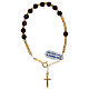 Single decade rosary bracelet of gold plated 925 silver and tiger's eye s1