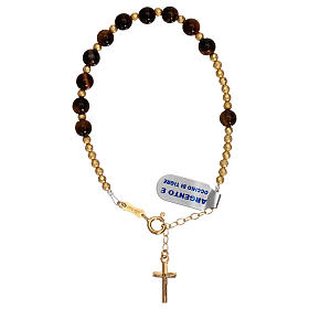 Bracciale decina argento 925 dorato e occhio di tigre