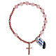 Elastic rosary bracelet in pink quartz and rose cross s1