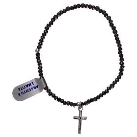 Bracciale decina elastico argento 925 ed ematite