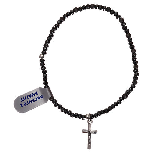 Bracciale decina elastico argento 925 ed ematite 1