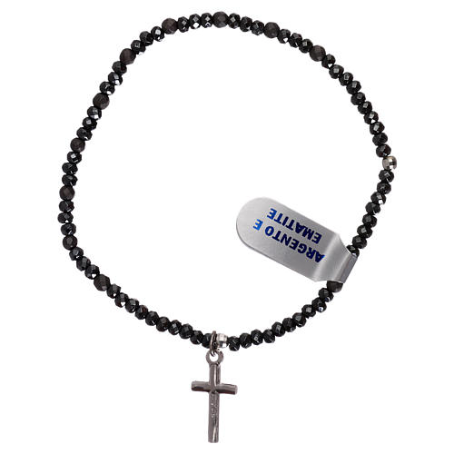 Bracciale decina elastico argento 925 ed ematite 2