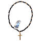 Elastic single decade rosary bracelet, silver cross and golden hematite s2