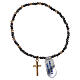 Elastic rosary bracelet with cross and golden hematite s1