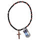 Decade rosary bracelet elastic with cross and rose beads s1