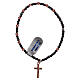 Decade rosary bracelet elastic with cross and rose beads s2