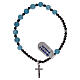 Elastic single decade rosary bracelet, angelite and 925 silver cross s1