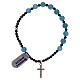 Elastic single decade rosary bracelet angelite with 925 silver cross s2