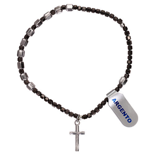 Elastic single decade rosary bracelet, 925 silver 2