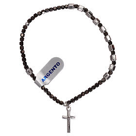 Single decade rosary bracelet in elastic 925 silver
