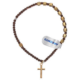 Rosary bracelet with 925 silver gold brown hematite
