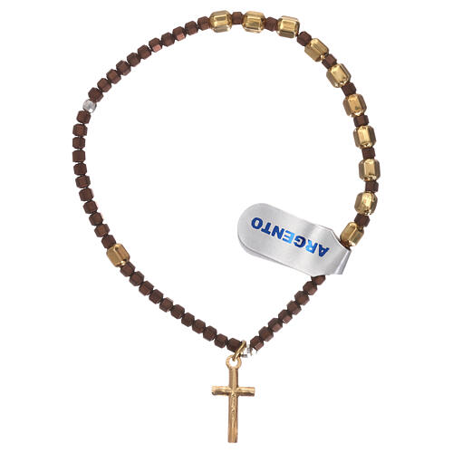 Rosary bracelet with 925 silver gold brown hematite 2