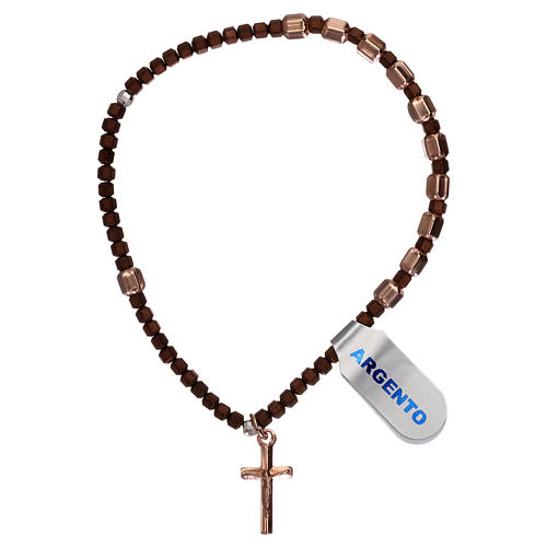 Bracciale decina argento 925 rosé ed ematite marrone 1