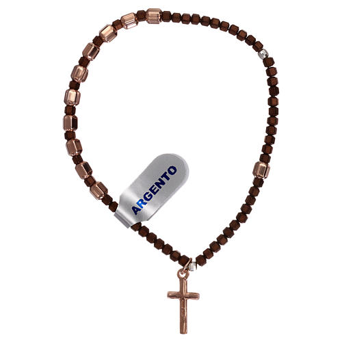 Bracciale decina argento 925 rosé ed ematite marrone 2