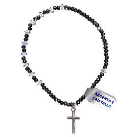 Bracciale rosario elastico argento 925 e cristallo azzurro