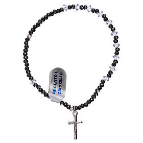 One decade rosary bracelet elastic, in 925 silver blue crystal