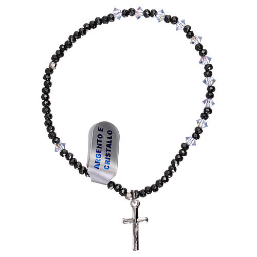 One decade rosary bracelet elastic, in 925 silver blue crystal 1