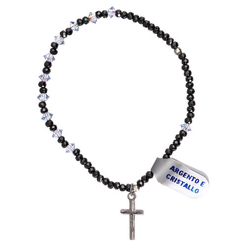 One decade rosary bracelet elastic, in 925 silver blue crystal 2