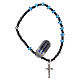 Elastic decade rosary bracelet, blue crystal beads 925 silver s2