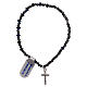 Pulsera elástica rosario plata 925 y cristal negro s2