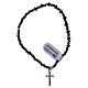 Cross rosary bracelet, 925 silver and black crystal beads s1