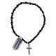 Cross rosary bracelet, 925 silver and black crystal beads s2