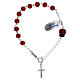 Decade rosary bracelet in red glass with ladybug charm s1