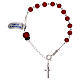 Decade rosary bracelet in red glass with ladybug charm s2
