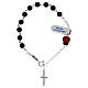 One decade rosary bracelet, black glass beads with ladybug s2
