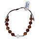 Cross rope bracelet with cross outline charm 925 silver olive wood beads s2