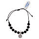 Rosary bracelet with black wooden beads and medal s1