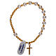 Single decade rosary bracelet with pearls golden 925 silver cross s1