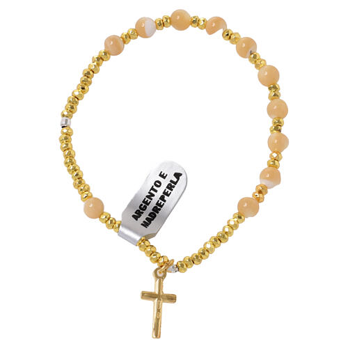 Bracelet chapelet élastique argent 925 doré et oeil de tigre 3