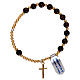 Rosary bracelet, elasticized golden 925 silver cross and Tiger eye s1