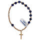 One decade rosary bracelet, elasticized golden cross lapis beads s2