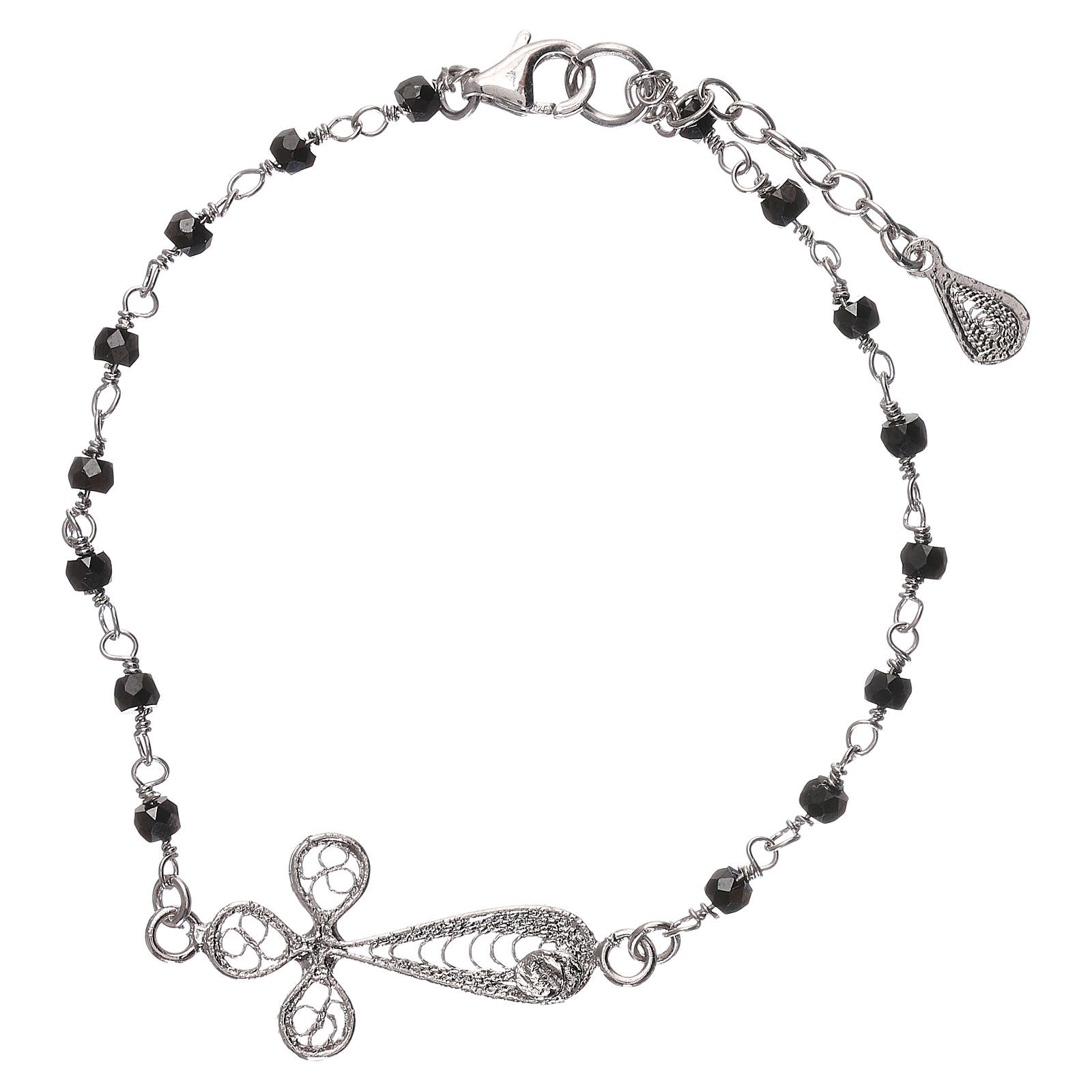 Bracciale in argento con doppia croce da donna, con zirconia