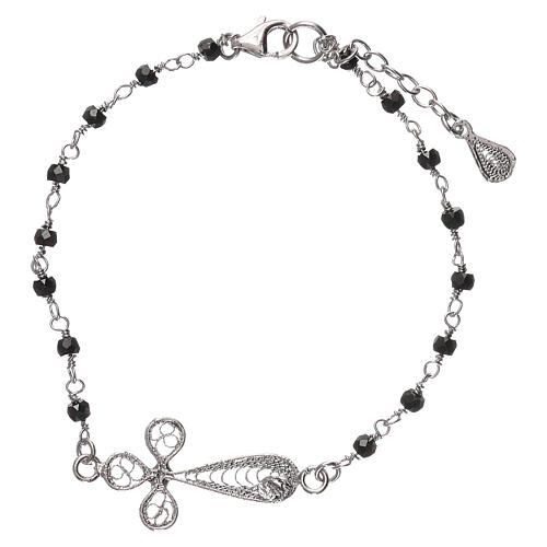925 silver filigree cross bracelet rhodium and zirconia 2