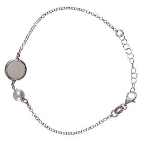 Bracciali in argento: Braccialetto argento 925 con medaglia e perla
