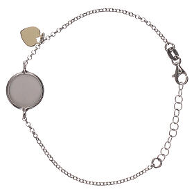 Bracelet of 925 silver with medal and heart-shaped charm