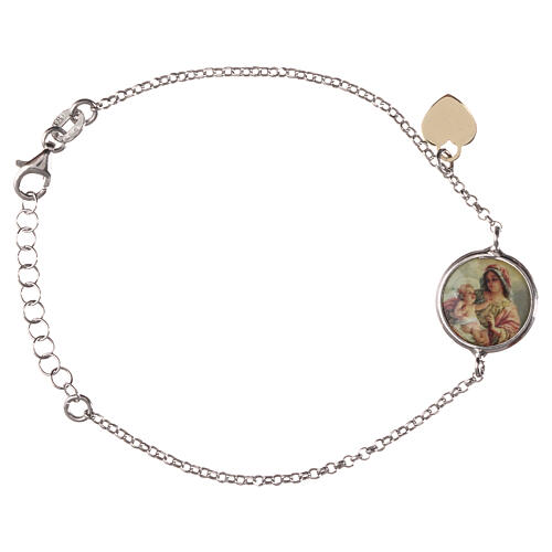 Bracelet of 925 silver with medal and heart-shaped charm 1
