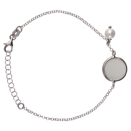 Sterling silver bracelet with medal and pearl 2