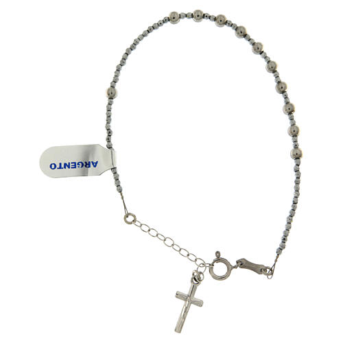 Bracciale in argento 800 con grani lisci argentati 1