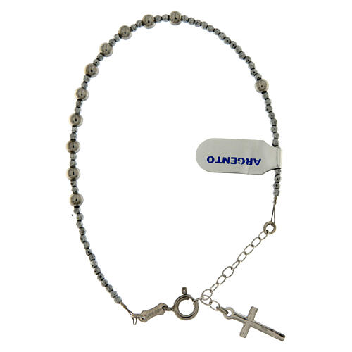 Bracciale in argento 800 con grani lisci argentati 2