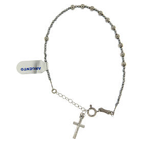Pulseira prata 800 com contas lisas prateadas
