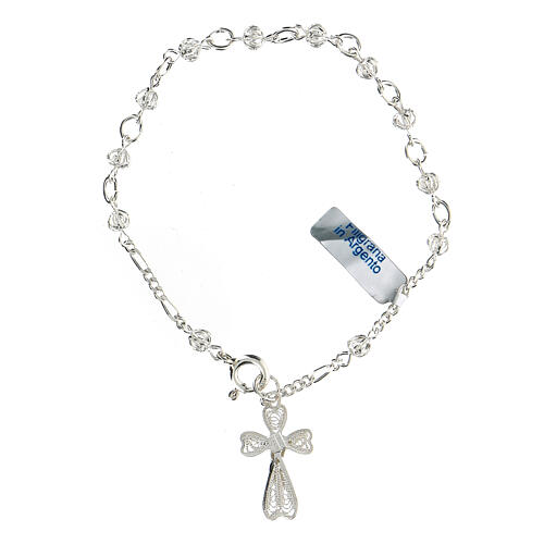 Single decade rosary bracelet of silver filigree 2