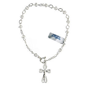 Single decade rosary bracelet filigree in silver