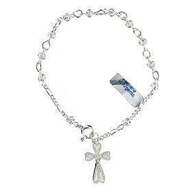 Single decade rosary bracelet filigree in silver