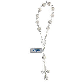 One decade rosary bracelet filigree in silver with heart