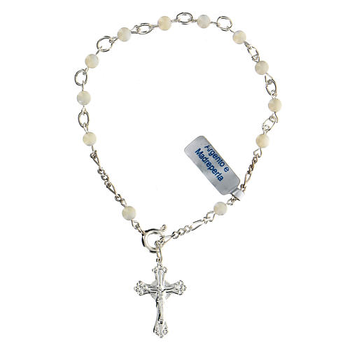 Bracciale rosario decina in argento e madreperla 1