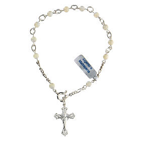 Catholic rosary bracelet in silver and mother of pearl